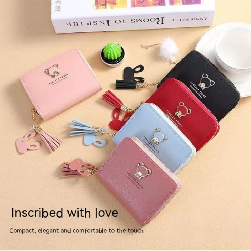 Fashion Women Wallet Korean Version Short Zipper Cartoon Teddy Bear Coin Purse Girls Cute Card Holder Purse Female Wallets 동전지갑