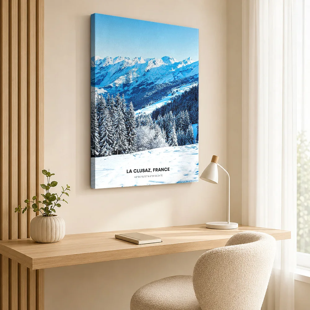La Clusaz France Framed Canvas Print Poster Personalized Photo Modern Aesthetic Wall Paintings Decoration for Dining Room Home