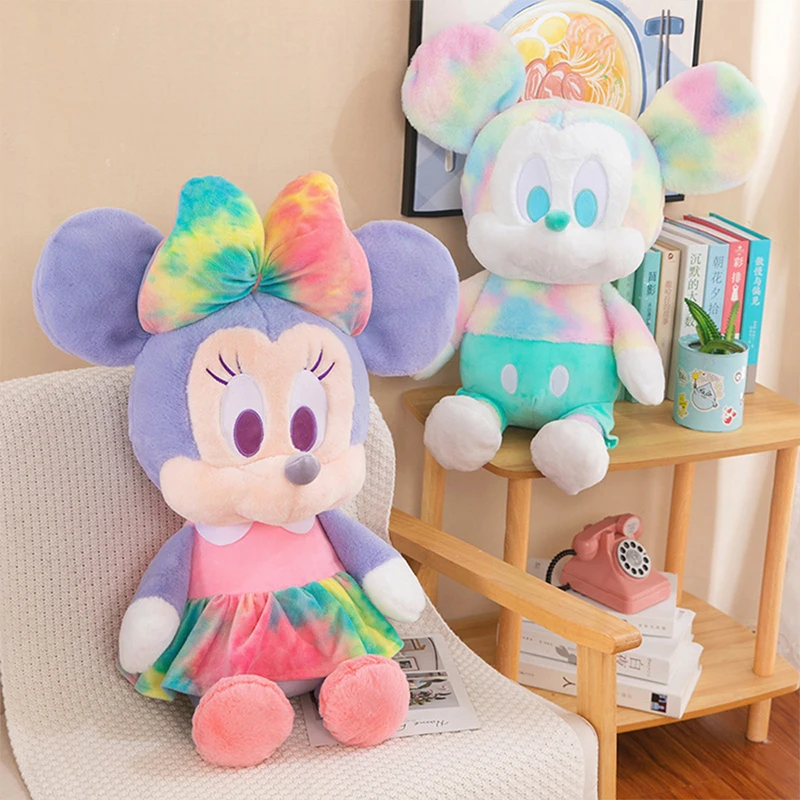 

Disney 50/95cm cute Plush Mickey Minnie Rabbit Fur Stuffed Toys Cartoon Dolls Kids Birthday Christmas Gift Colorful Mouse Toy