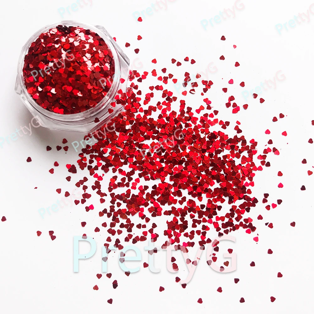 PrettyG 1 Box Red Lips Love Hearts Nail Art Flakes Sequins Valentine's Day Holographic Glitter For Resin DIY Nail Art Decoration