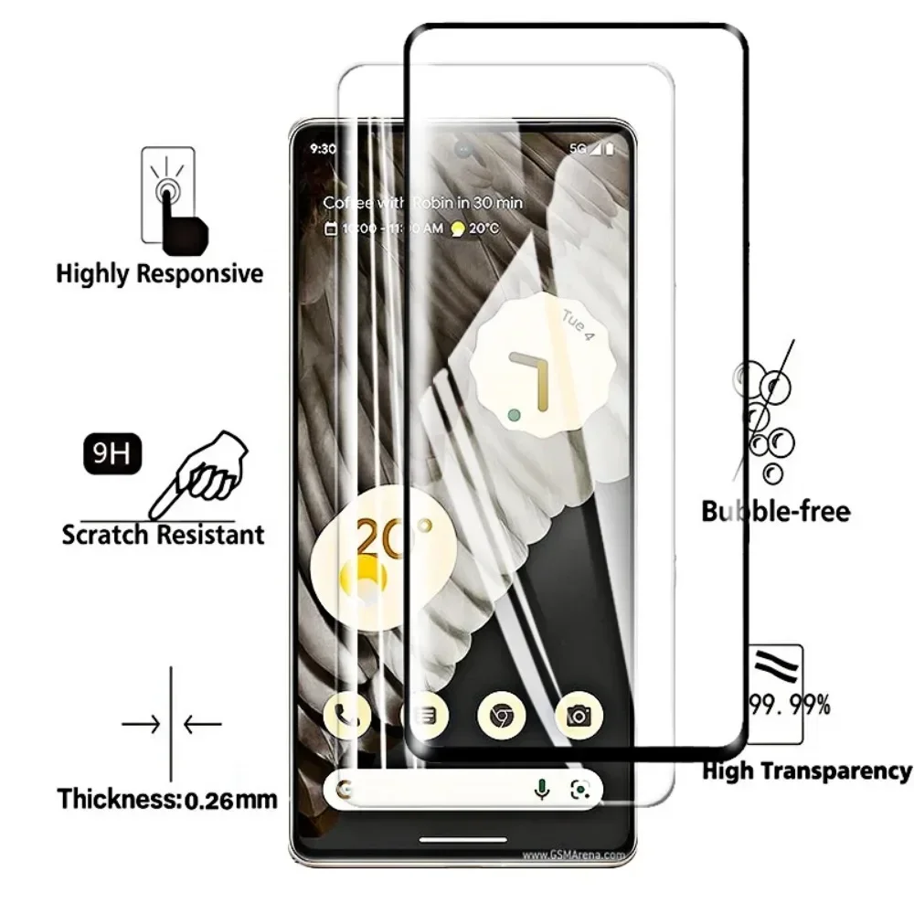5Pcs for Google Pixel 7 Pro 7a 6 6A 5 4A 5A 5G A Tempered Glass Screen Protectors 7Pro Protective Film Mobile Phone Accessories