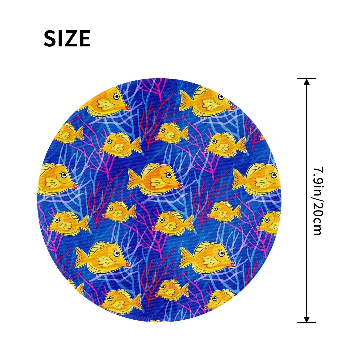 Tropical Marine Round Mouse Pad Yellow Tang Fish Print Simple Rubber Gaming Mousepad For Notebook Computer Soft Mouse Mats