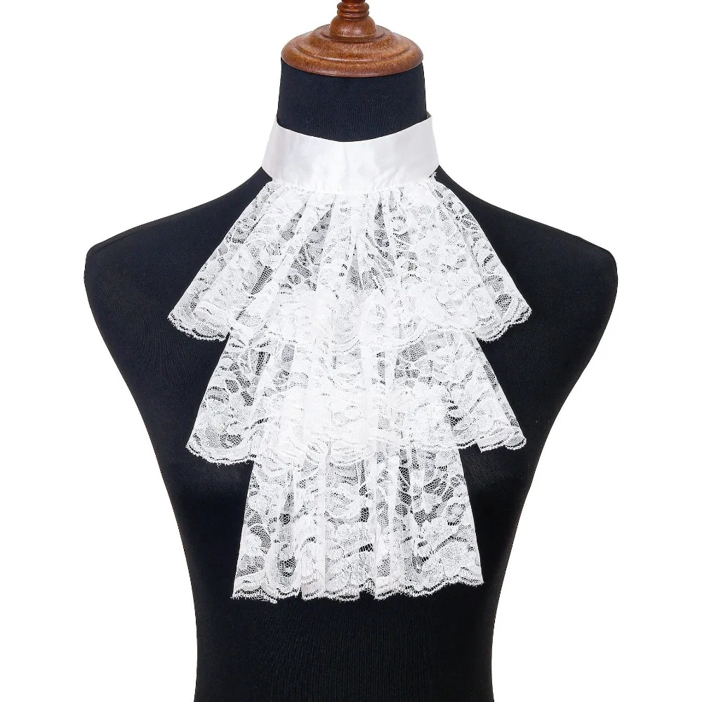 1Pc Fake Collar Victorian Detachable Ruffled Lace Jabot Neck Collar Stage Performance Steampunk Costume Accessory