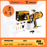 DEKO HVLP Spray Gun with LED Light & 3 Nozzle 1200ml Large Capacity High Power Electric Paint Sprayer for Home DIY