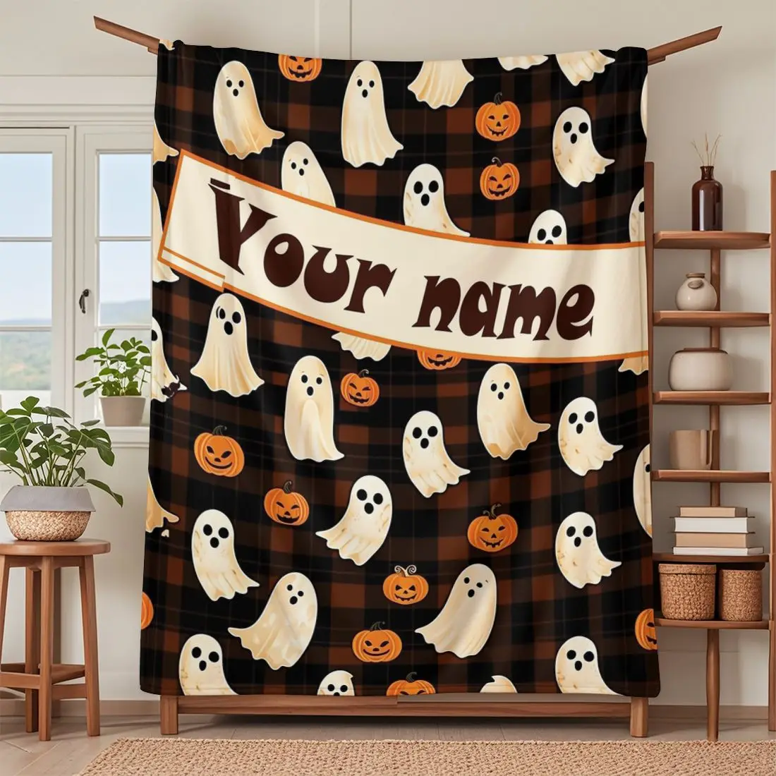 1 Piece Custom Name Personalized Flannel Blanket - Ideal Gift for Christmas, Halloween, Birthdays, and Anniversaries,