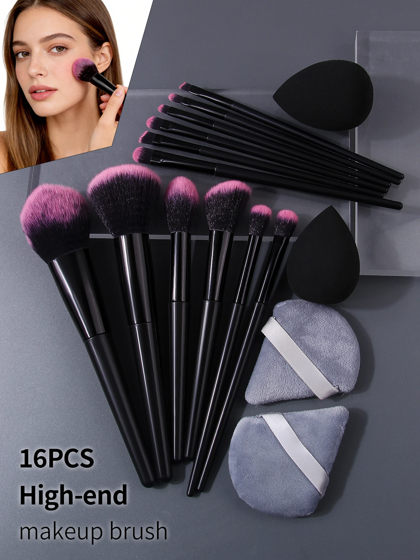 16-teiliges professionelles Make-up-Pinsel-Set – weiche, flauschige Kosmetikpinsel für Foundation, Puder, Lidschatten und Verblenden, Beauty-Tools – Detail 3
