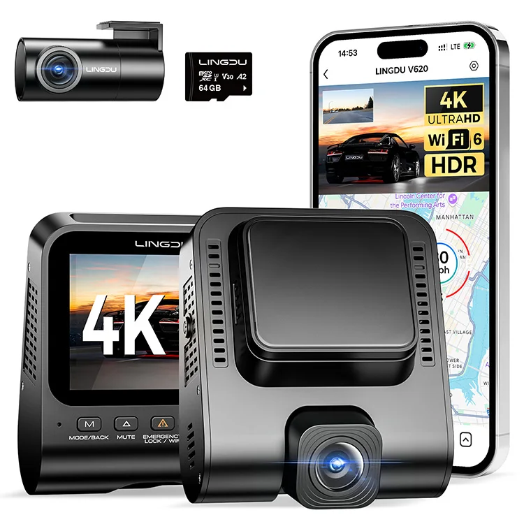 V620 Global Positioning System Wireless Dashboard 4K 2.4 inch Screen 6 ADAS EN Voice Dual Lens Angle 2 channels