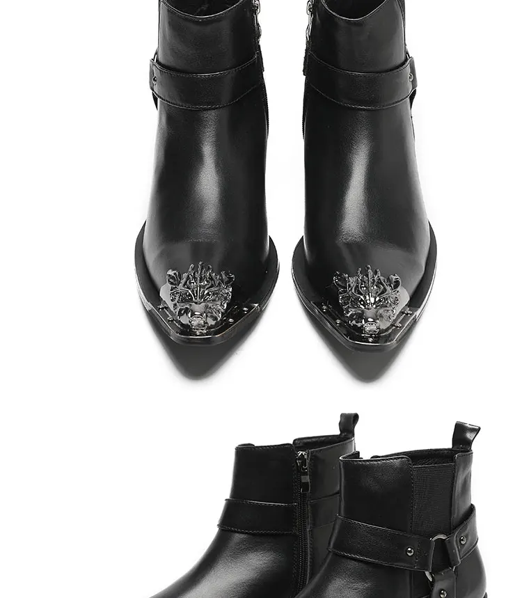 Frühlings-Herrenstiefel, rote Lederstiefel mit Nietenspitze, Modell, sozialer Kontakt, Erhöhung der Show, hochhackige Herrenstiefel aus Lackleder – Detail 22