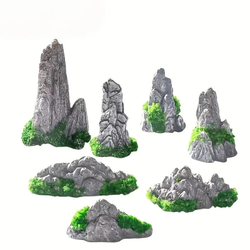 28pcs Mini Artificial Mountain Decoration for Zen Garden Resin Bonsai Accessories Small Sculptures for Decorative Pots Fish Tank