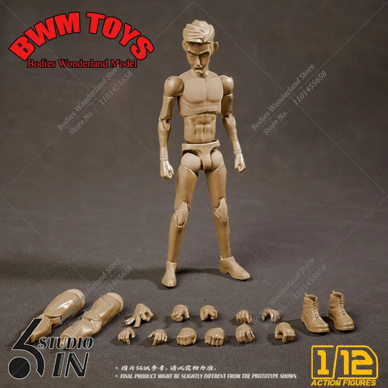

In Stock 6in Studio 1/12 Scale Super Flexible Male Body with Replaceable Legs Shoes Model For 6" Action Figure Hobby Collection