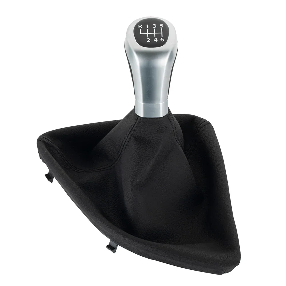 ABS and Leather Constructed Gear Shift Knob with Boot Cover and Frame Collar for BMW E81 E82 E87 E88 6-Speed Use