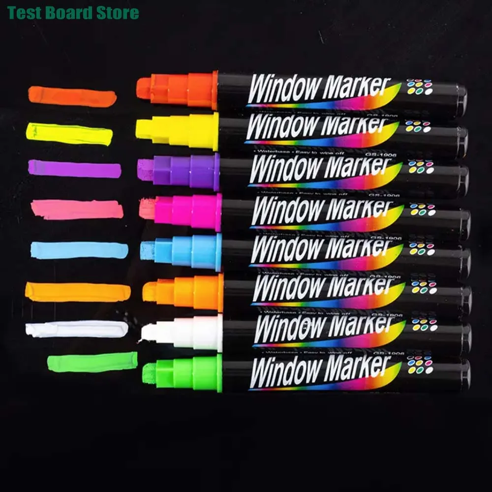 

1Pc white window marker pen 6mm LED board fluorescent marker pen non-toxic washable liquid chalk, for car blackboard glass