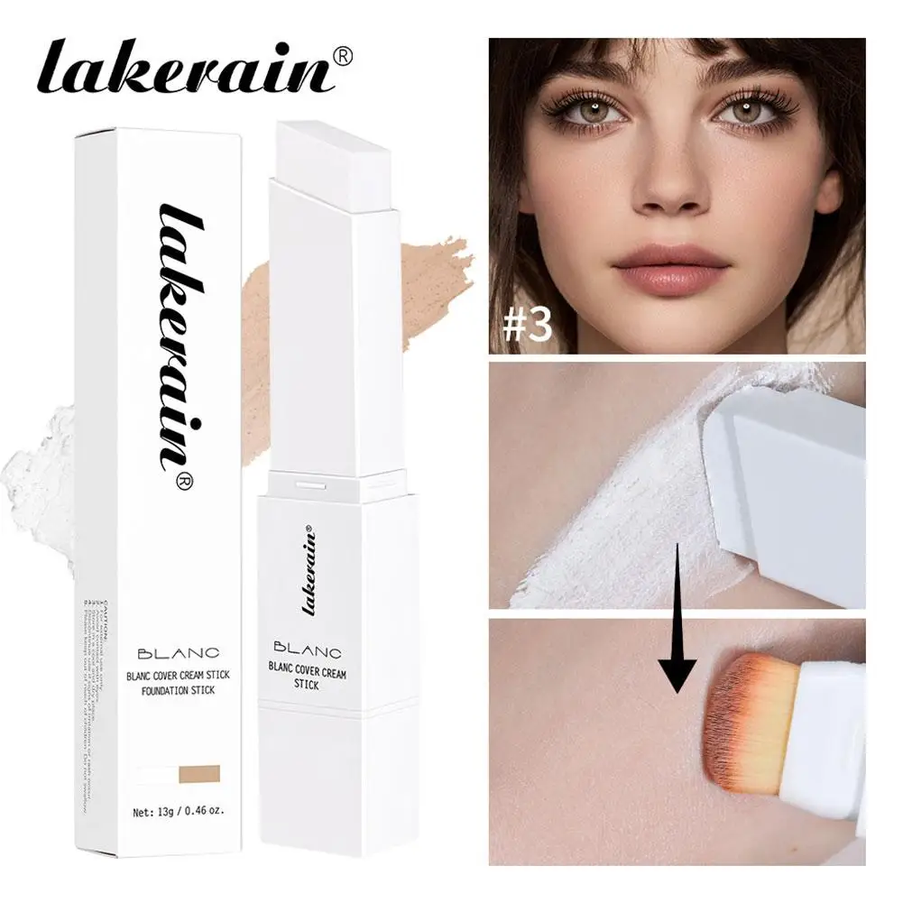 Lakerain 13g Blanc Cover Foundation Stick Volledige dekking Kleurveranderende concealer, langdurige vlekkeloze natuurlijke gezichtsmake-upbasis