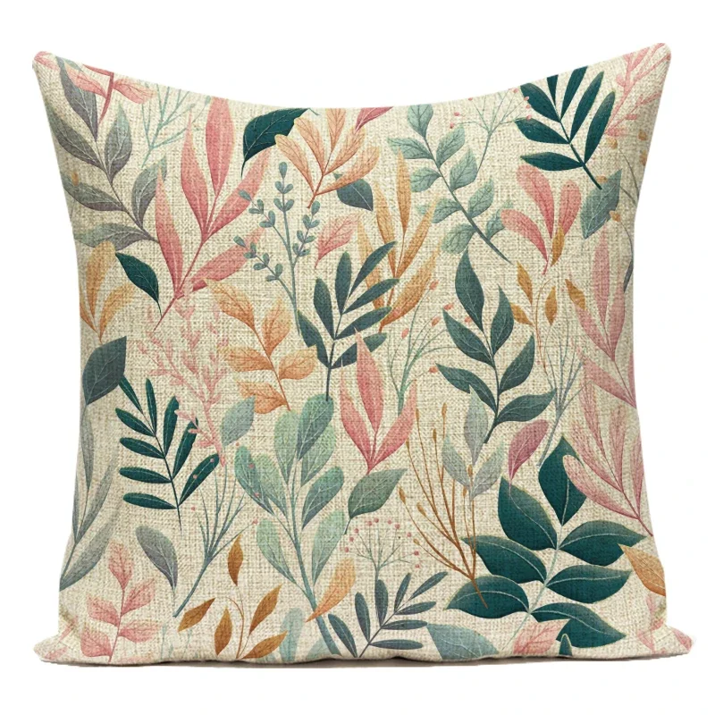 Decorative Throw Pillows Farmhouse Home Decor Tropical Green Plant Leaf Pillow Cover Cushion Cover for Living Room Almofadas