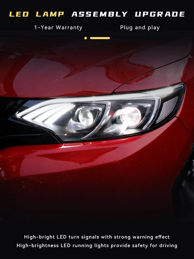 

Headlight For Honda Fit GK5 2014-2020 Upgrade DRL Front Lamp Devil Eyes Design LED Auto Projector Lens Head Lights Accessories