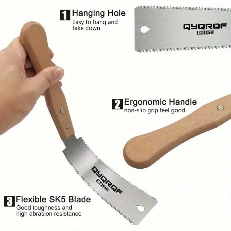 1 قطعة 6 بوصة منشار يدوي صغير منشار سحب ياباني بحواف مزدوجة 15/17 منشار قطع فلوش لمشاريع النجارة ذاتية الصنع #5