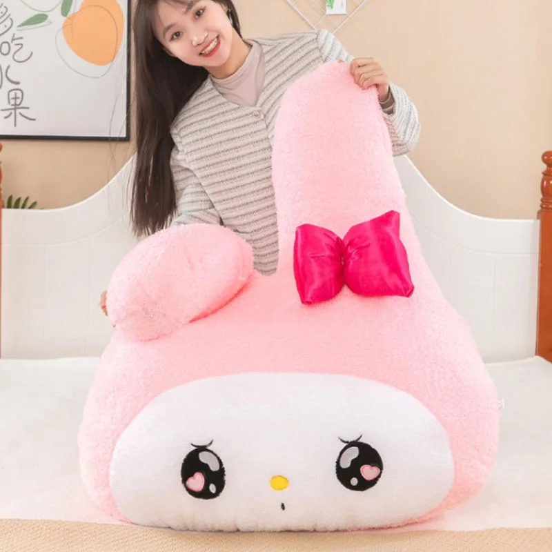 Sanrio-Grande pelúcia recheado sofá travesseiro para crianças, Kuromi, macio, Kawaii decoração do quarto, bonito melodia boneca, brinquedo infantil, presente de aniversário da menina, quente