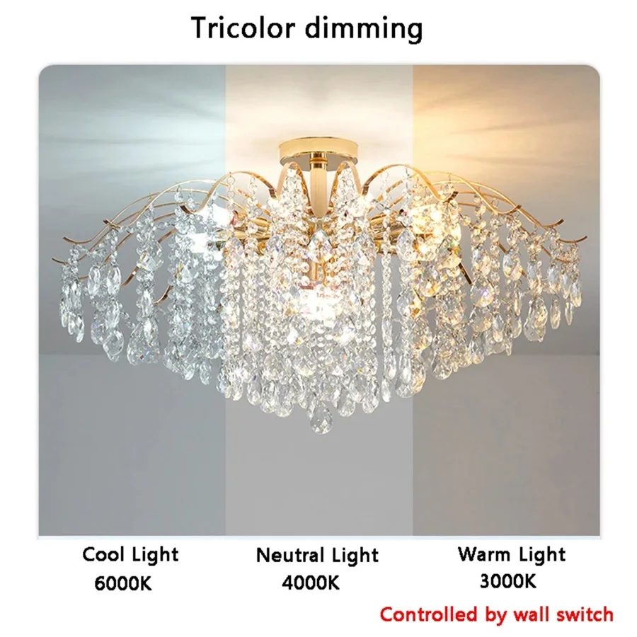 Nordic Crystal chandelier LED Hanging Ceiling Lamp K9 Pendant Light Home Decor for Bar Cafe Island Living Room Kitchen Bedroom