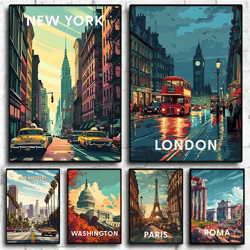 Home Decor London - لوحات قماشية مطبوعة بتصميمات ريترو لرحلات