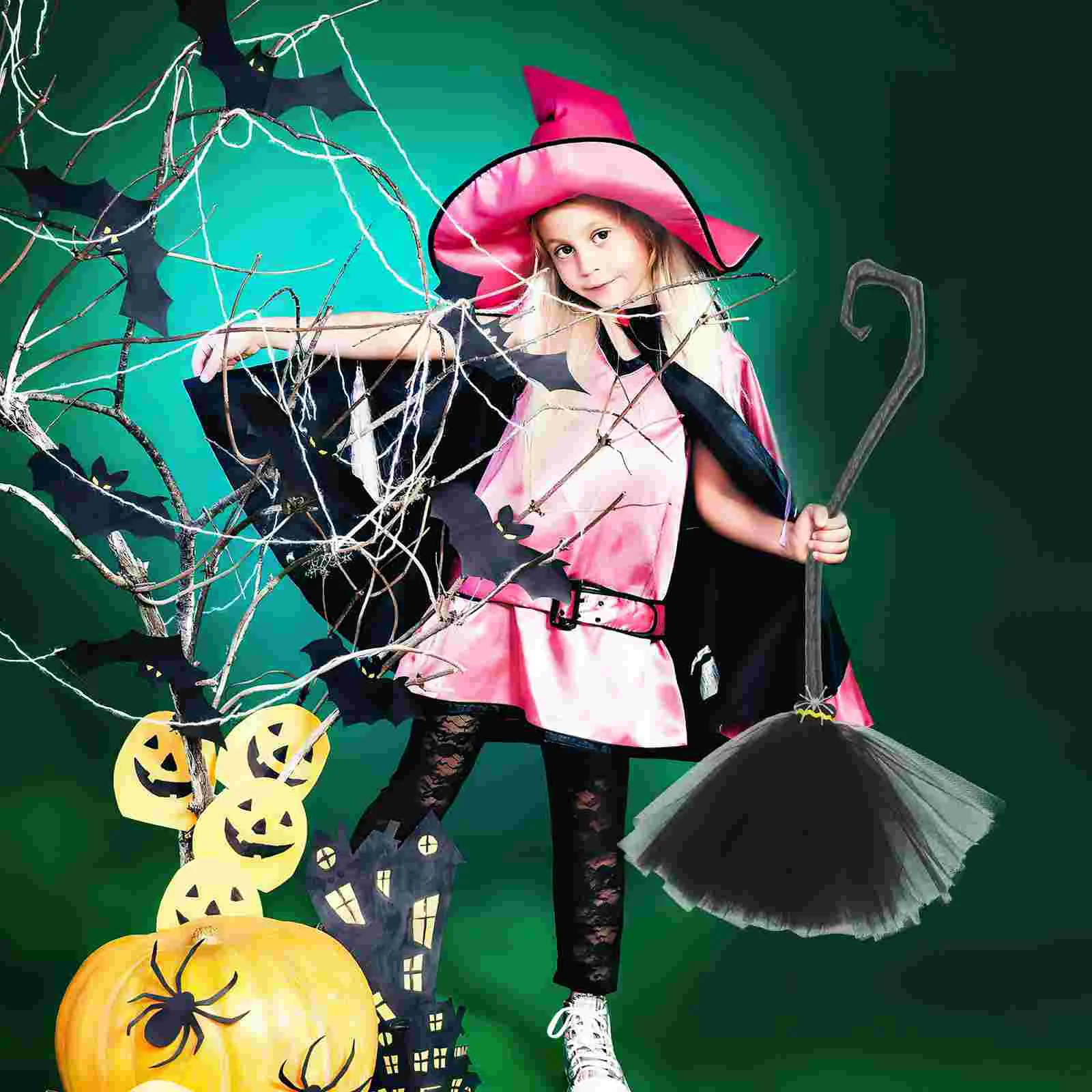 Decor Halloween Cosplay Witch Broom Prop Detachable Broomstick Party Plastic Costume