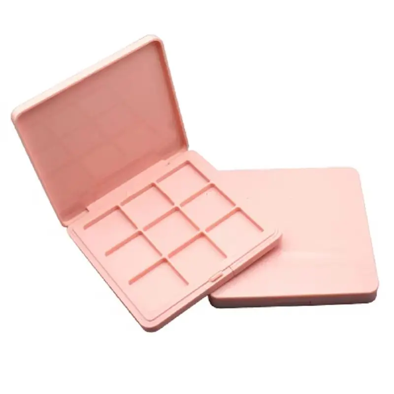 

10Pcs Plastic Eyeshadow Case Square Pink 9Grids Empty Pelette Compact Cosmetic Continers Powder Lipthick Blush Boxes With Pan