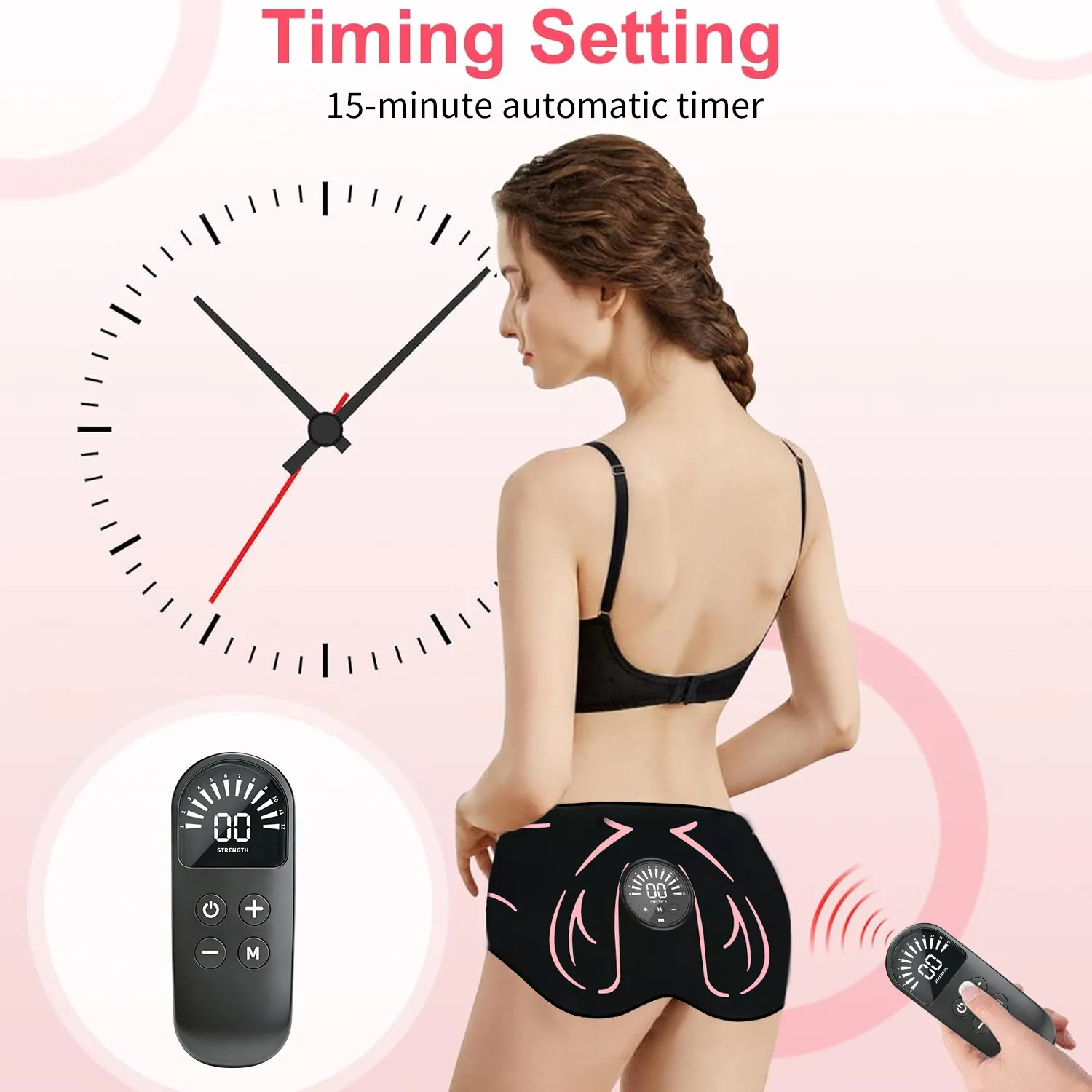 

Беспроводной массажер для ягодиц EMS с стимулятором мышц - 12 уровней, 36 режимов, портативное фитнес-устройство для дома