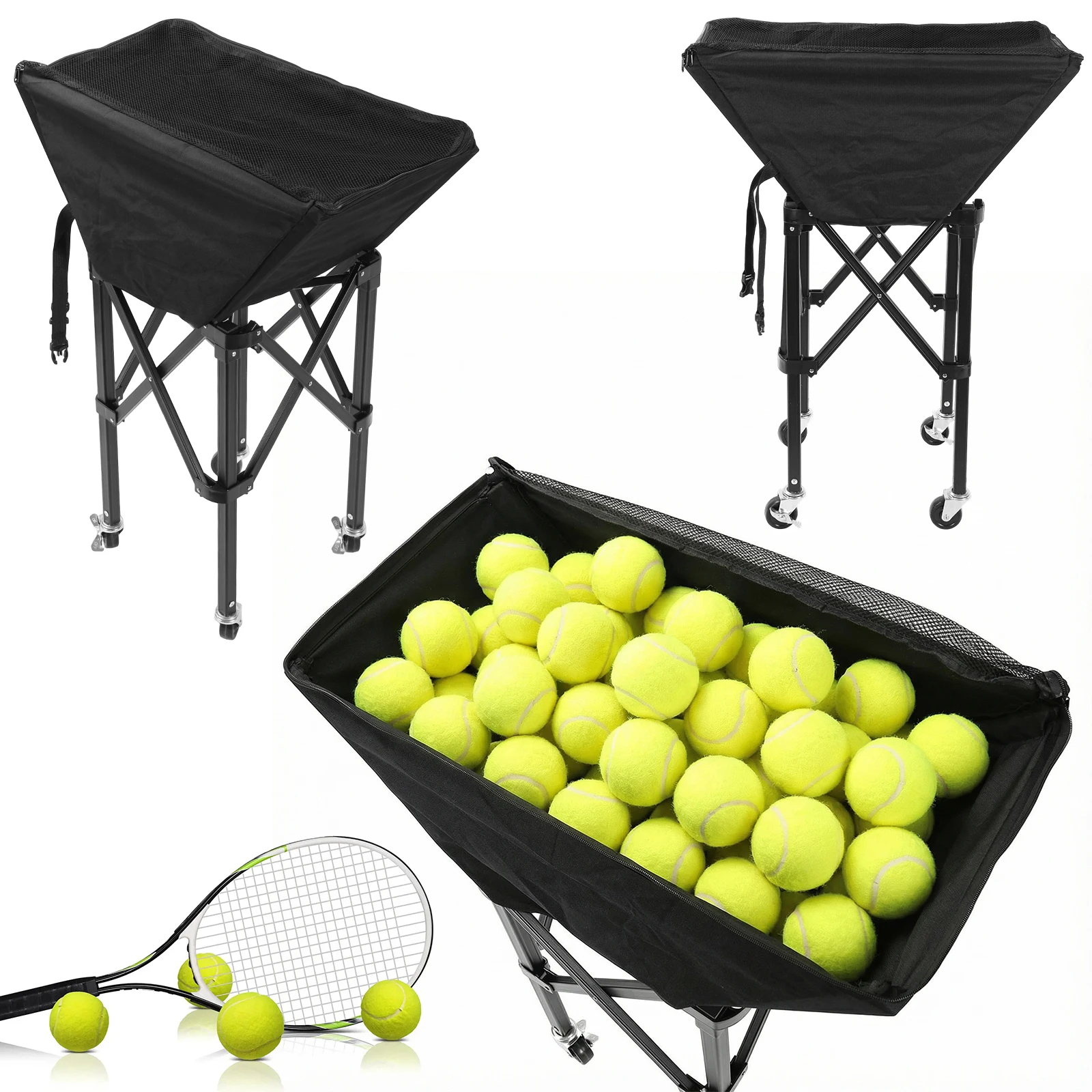 

Складная тележка для мячей с колесами, оборудование для тренировок по волейболу, держатель для мячей большой вместимости для гаража или спортзала