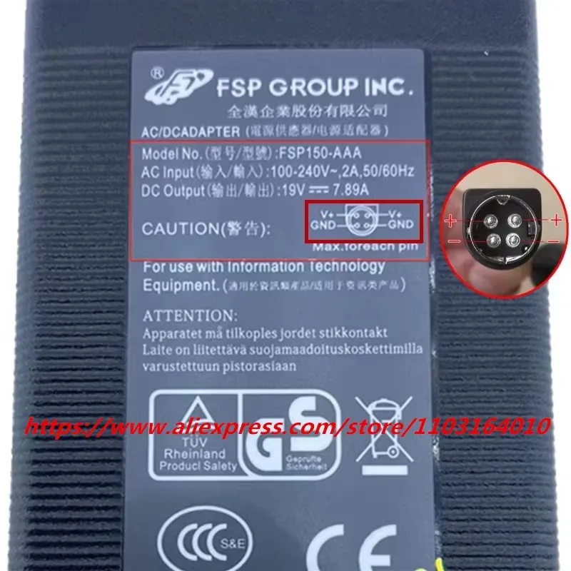 

Оригинальное зарядное устройство переменного и постоянного тока FSP FSP150-AAA FSP150-ABBN1 FSP150-ABBN2 FSP150-AHA 19 В 7,89 А 150 Вт для блока питания GETAC X500