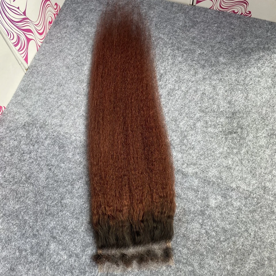 Marrom avermelhado 1b99j kinky em linha reta real hd renda invisível 13x6 frontal com bordas encaracoladas cabelo do bebê pré arrancado yaki cobre vermelho