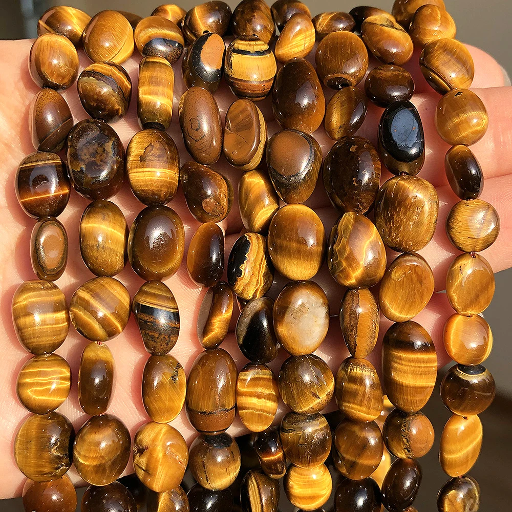 

8-10mm Natual Irregular Yellow Tiger Eye Stone Beads Loose Spacer Beads for Jewelry Making Bracelet Necklace Accessories 15"