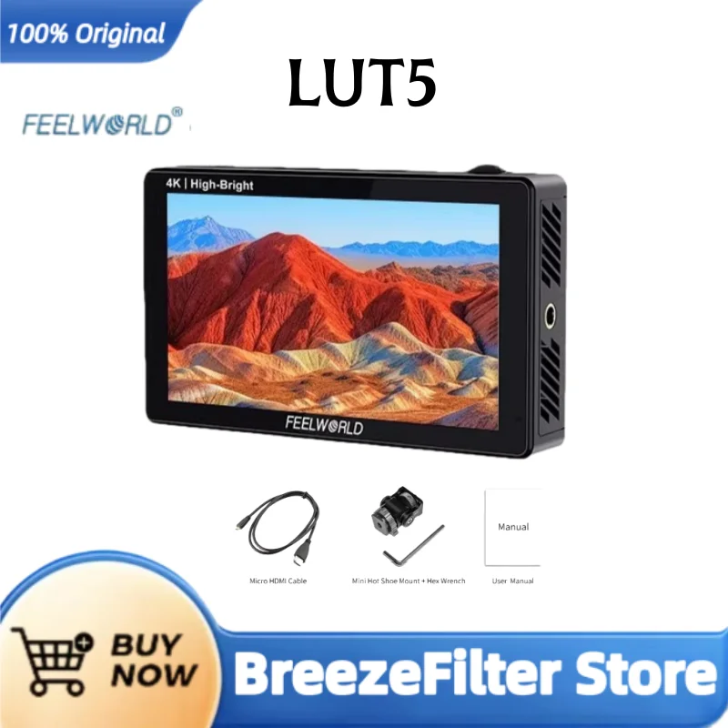 

FEELWORLD LUT5 5,5-дюймовый 3000-nit 4K сенсорный экран монитор 3D LUT HDR 1920X1080 полевой монитор камеры с внешним питанием F970