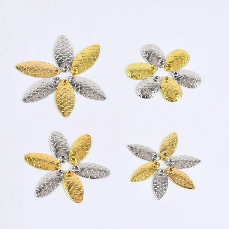 100/80/50PCS New Metal Copper Lure Fishing Spinner Blades Tackle Willow Blades Smooth DIY Accessories Noise Not Hurt Line Sequin