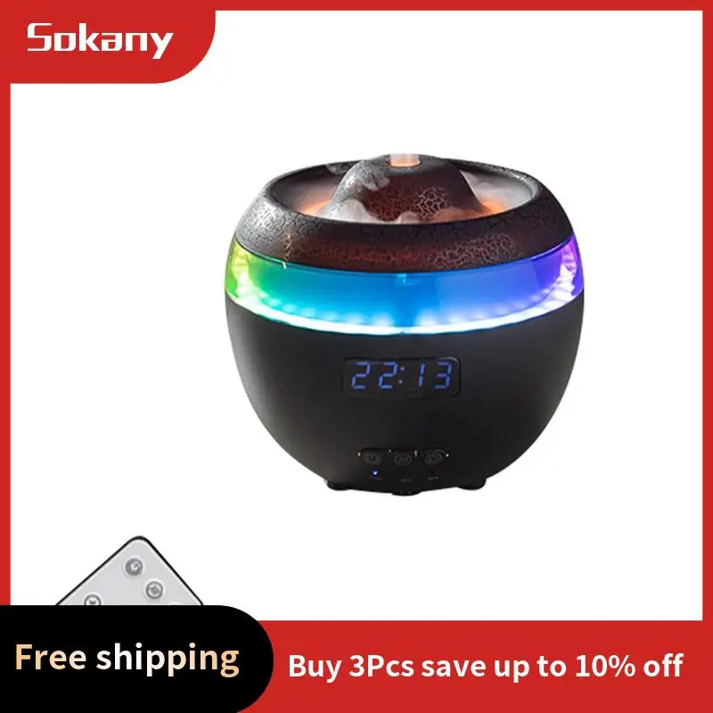 

A59E-Dynamic Humidifier Home Desktop Digital Display Clock Wireless Remote Control Essence Oil Aromatherapy Machine EU Plug