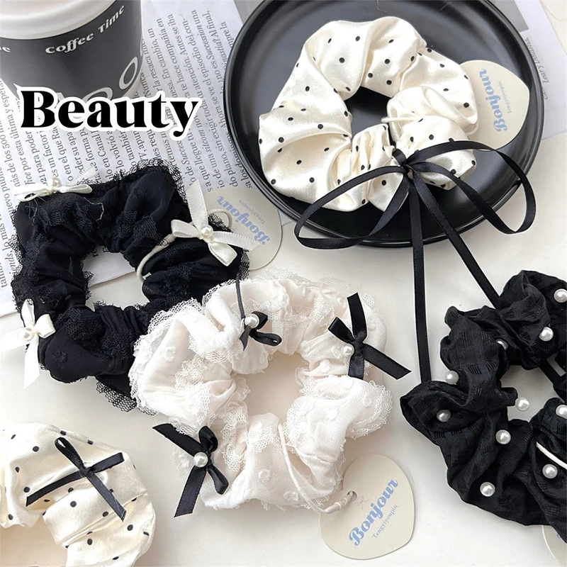 Fashion Trendy Bow Scrunchies For Women Girls Elastic Ponytail Holder Headbands Sweet Hair Bands Exquisite Hair Accessories