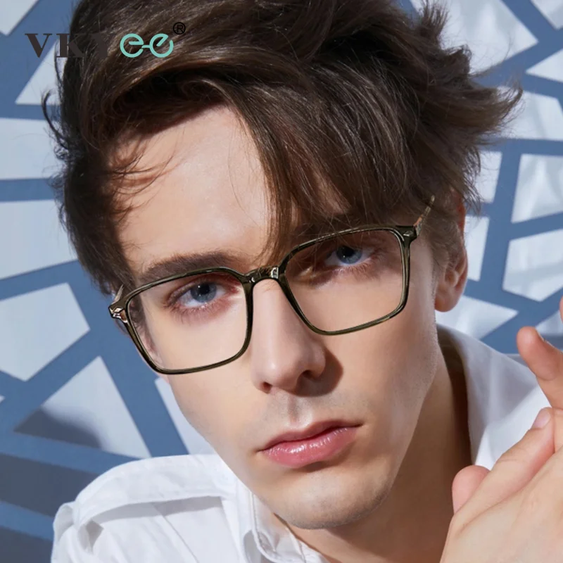 VKYEE Minimalist Classic Geometric Square Frame Design Men's Anti-Blue Light Photochromic Glasses Customizable Prescription