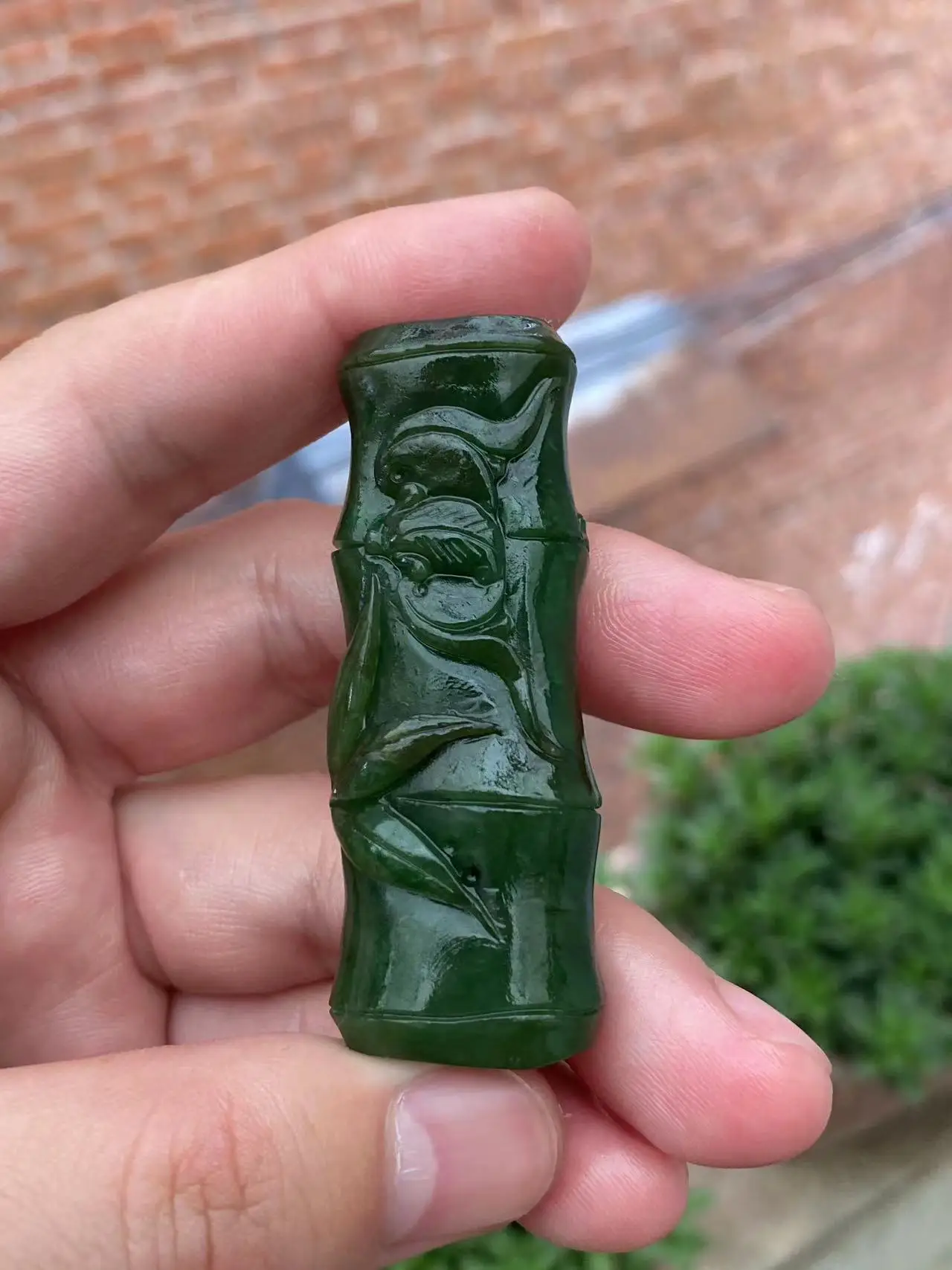 Natural 100% real green Jasper jade pendant necklace Carving Bamboo joints pendants Gifts for men and women jewelry Bless peace