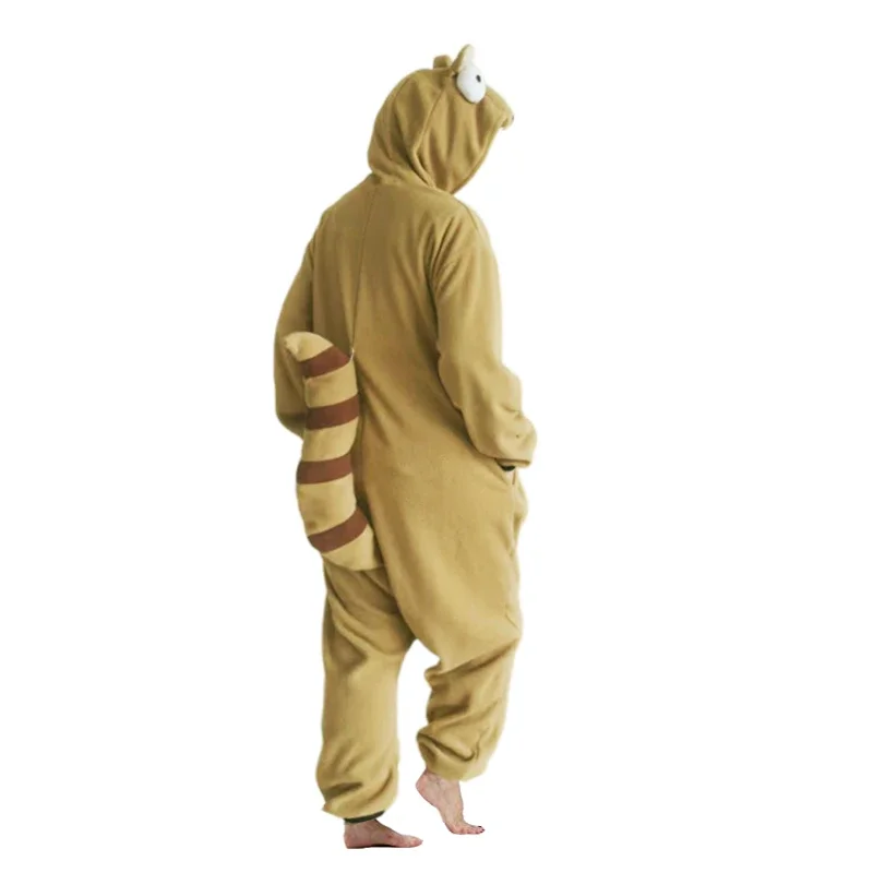 Glacier Squirrel Zipper Onesies Kigurumi Women Men Animal Pajama Age Cartoon Homewear Winter Warm Christmas Cosplay Suit