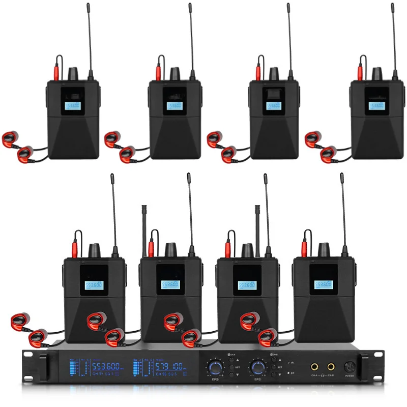 Professional wireless in-ear monitoring system 2/4/6/8 channel multi-beltpack monitor, band stage outdoor monitor link Bluetooth