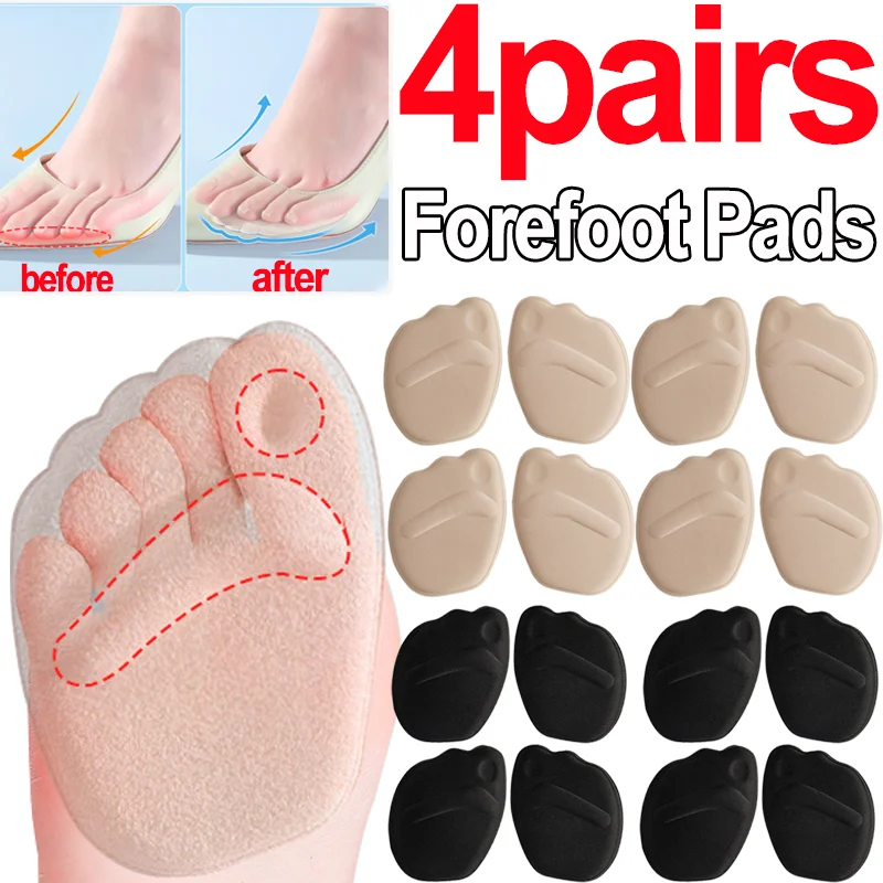 

4Pairs Women's Forefoot Pad High Heels Half Insoles Memory Foam Anti-slip Back Sticker Pain Relief Protector Shoe Pads Cushion