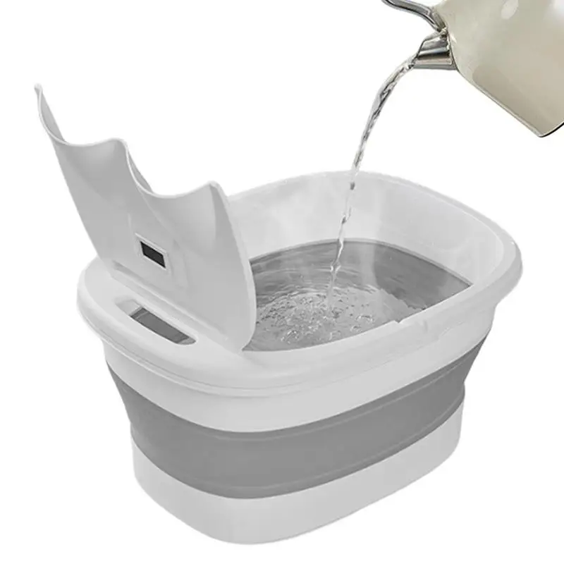 Foldable Foot Bath Massage Bucket with Lid Portable Basin Foot Soaking Bath Bucket Household Pedicure Bathtub With Phone Holder