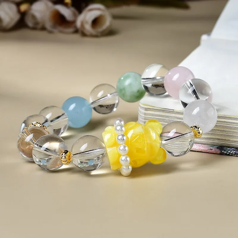 

Natural White Crystal White Ghost Duobao Men's and Women's Bracelets Fashion Light Luxury Lucky Bracelets Gifts, Gifts