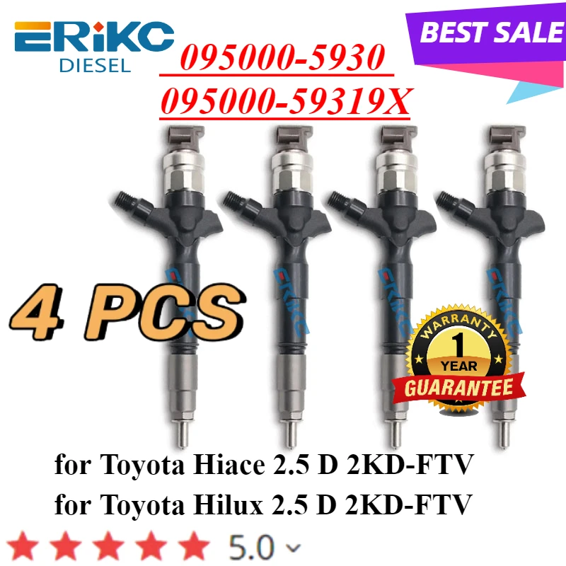 4PC 095000-5930 Diesel Common Rail Fuel Injector 095000-59319X For Toyota HILUX Hiace 2.5 D 2KD-FTV 095000-5931 23670-0L010