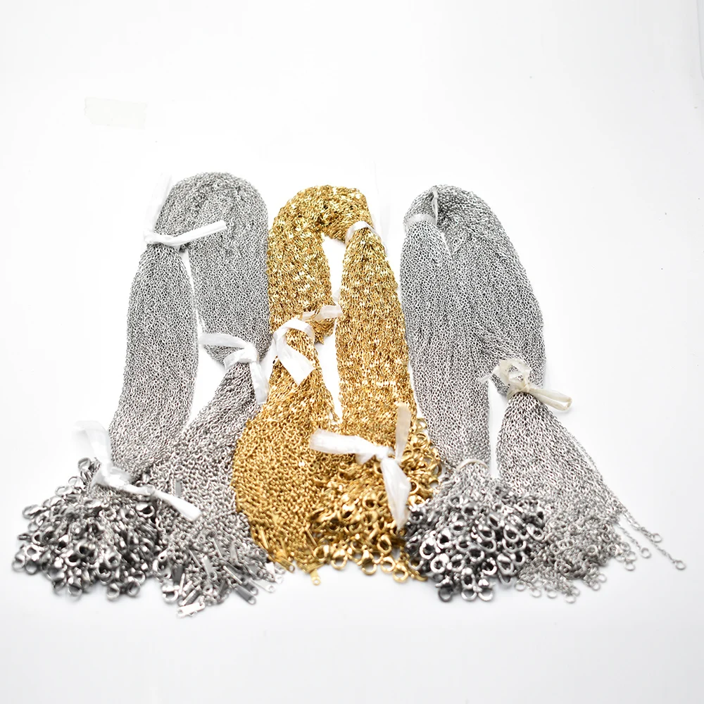 

Wholesale 1.5mm 2mm 45+5cm 60+5cm stainless steel Necklace Rope Chain Lobster Clasp DIY Jewelry Accessories 100pcs/lot free