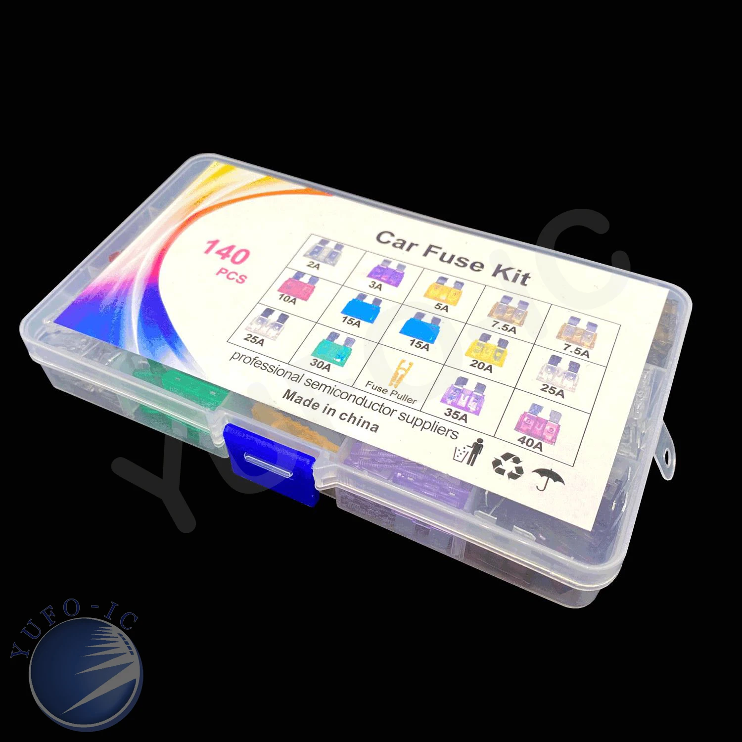 

Medium Blade Fuses Kit 140PCs 2A 3A 5A 7.5A 10A 15A 20A 25A 30A 35A 40A Auto Truck Car Motorcycle Fuse Box Assort