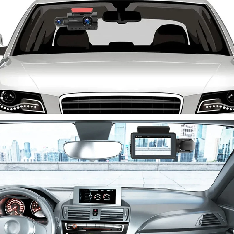 듀얼 대시 캠 전면 및 내부 1440P + 1080P 자동차 블랙박스, 3 인치 IPS 카메라, 녹음기 야간 투시경, 사용하기 쉬움