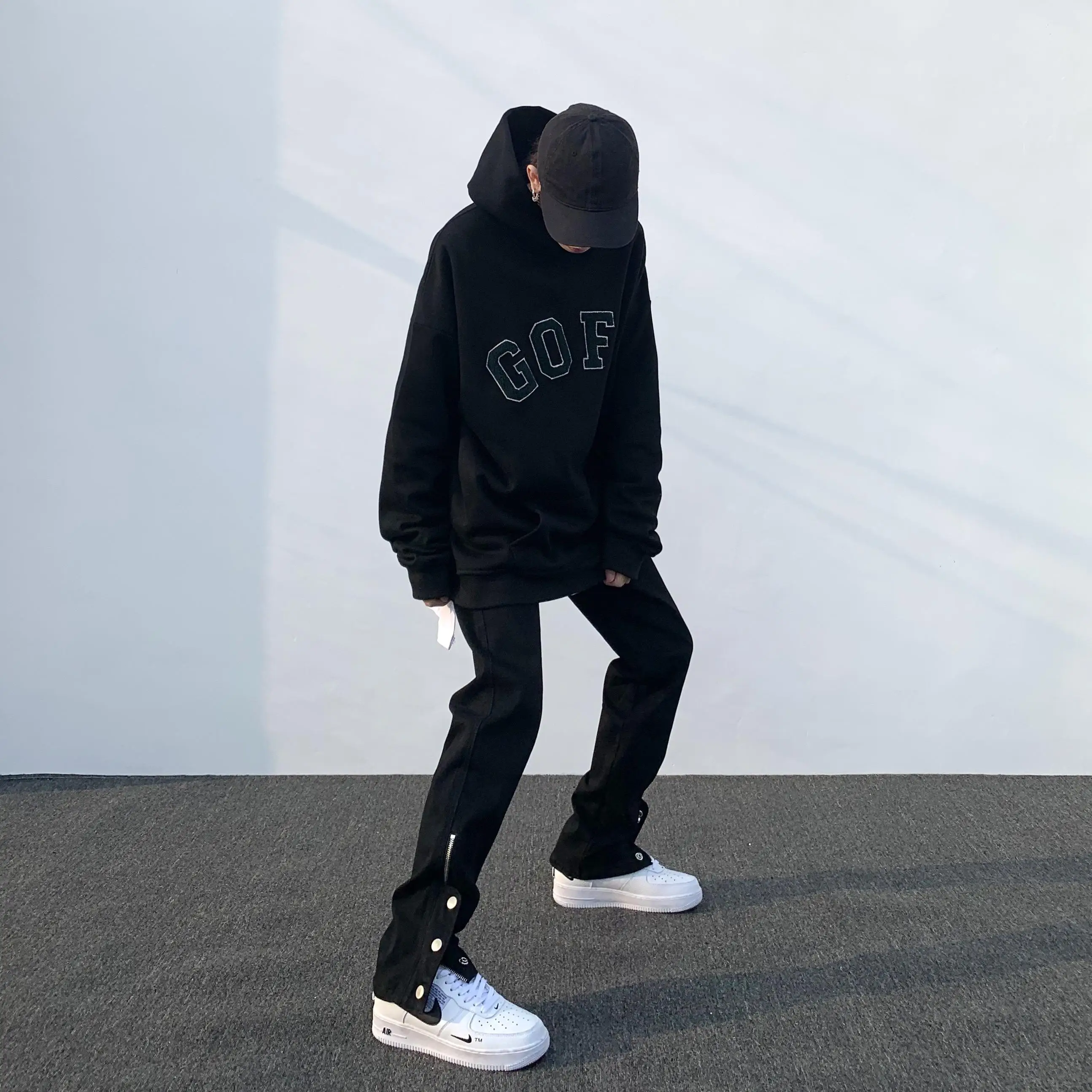 High Street Black Breasted Jeans Fashion Brand Work Dress Design Sense Y2k Hip Hop Punk Slim Retro Long Pants for Men