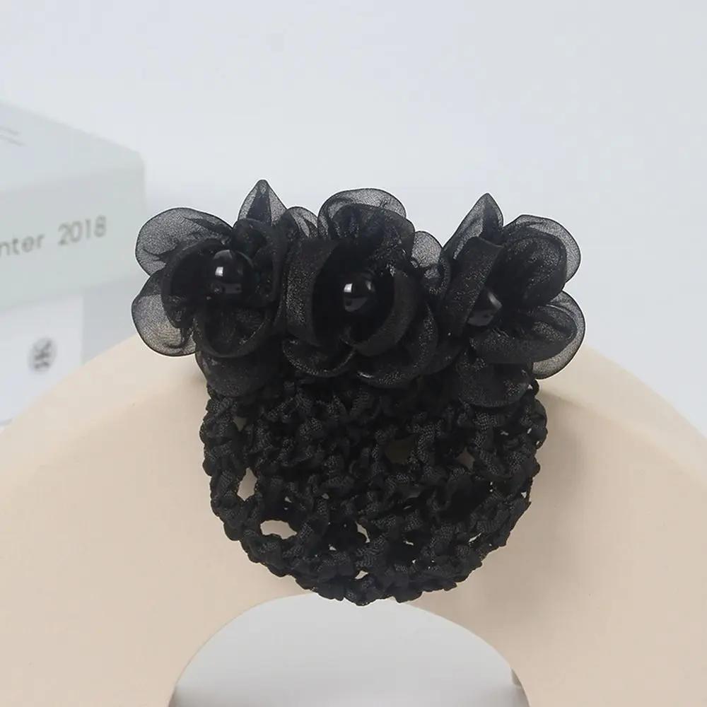 

Headdress For Nurse Bowknot Hair Bun Cover Pearl Korean Bun Snood Hairgrips Cover Net Women Spring Clips Lace Flower Hair Net