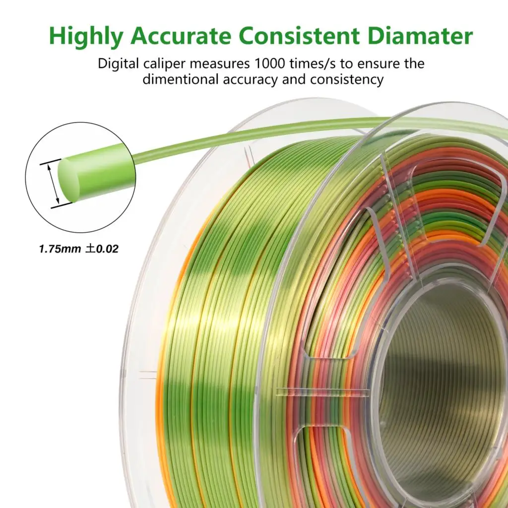 Imagem -05 - Filamento Pla de Seda para Impressora 3d Arco-íris Mágico Impressão Colorida Místico Fdm 1.75 mm 1kg Spool