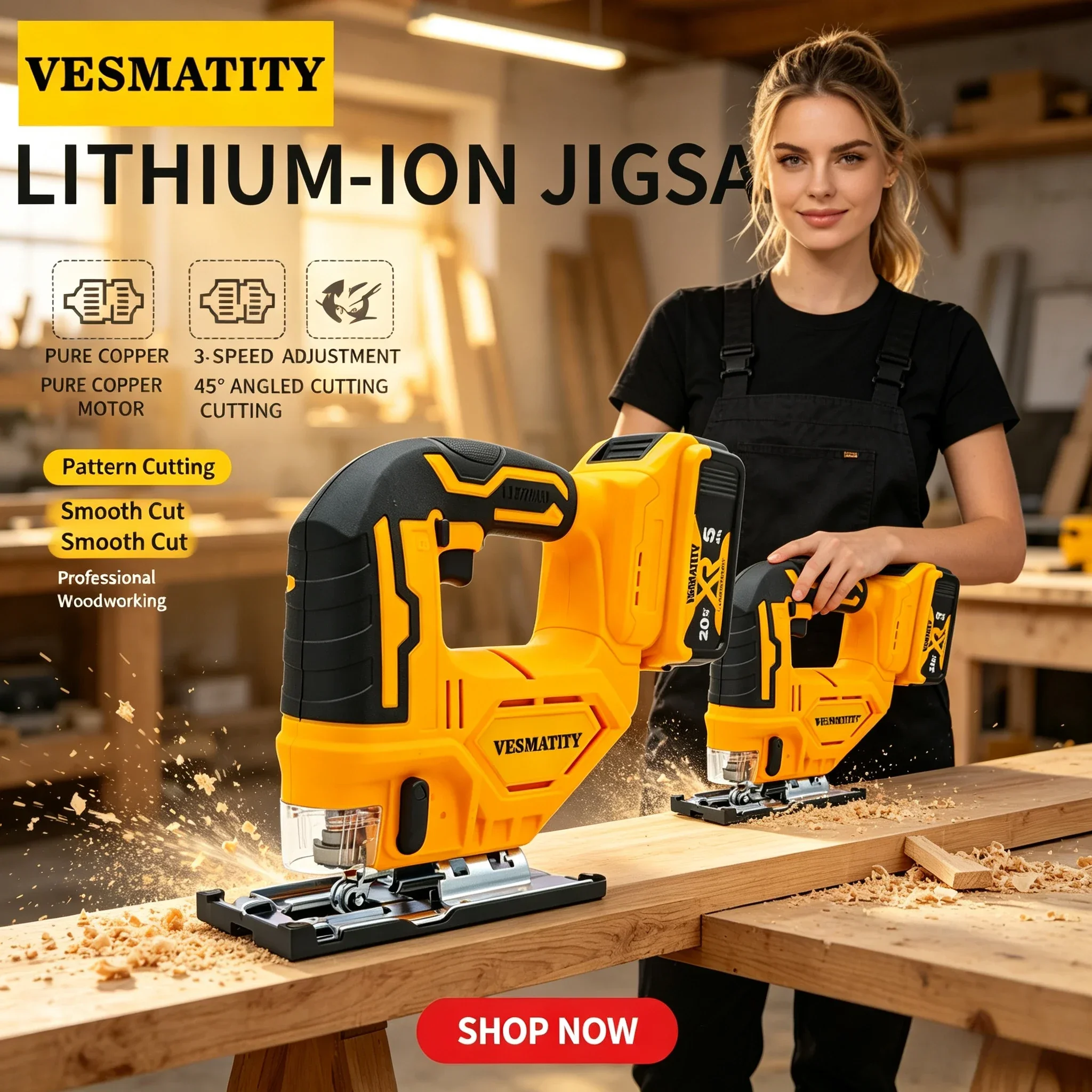 2700RPM Cordless Jig Saw Portable Multifunction Speed Adjustable Electric Saw for Woodworking  For Dewalt Battery