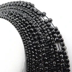 Natural Black Spinel Faceted Round / Cube / Rondelle Beads 2mm,3mm,4mm,1x2mm,2x3mm,Fine Jewelry Making